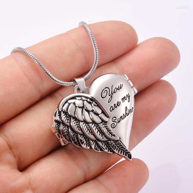 

Pendant Necklaces You Are My Sunshine Necklace Angel Wing Locket That Holds Pictures Heart For Women Men Drop