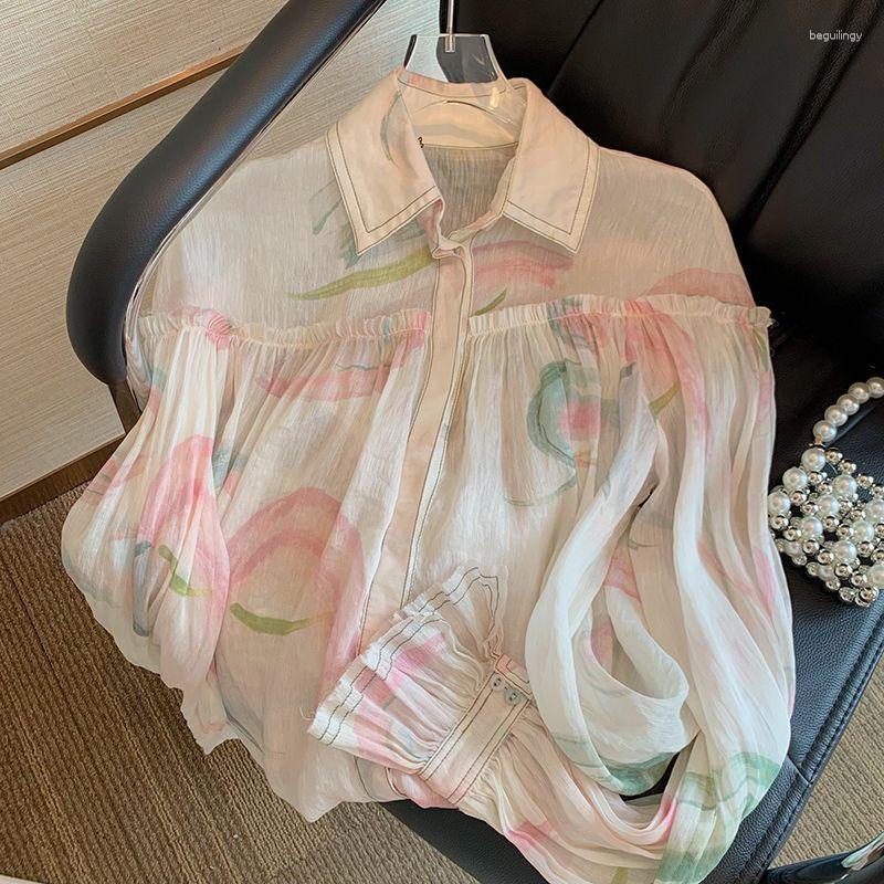 

Women' Blouses DUOFAN Women Stand Collar Shirts Summer Casual Lace Chiffon Sun Protection Female Clothing Tops Lady Covers Blusas, As the picture