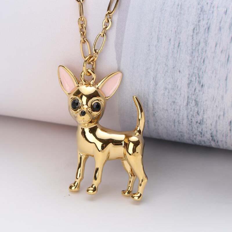 

Pendant Necklaces Simple Lovely Three-dimensional Copper Gold Plated Dog Necklace Fashion Women Jewelry