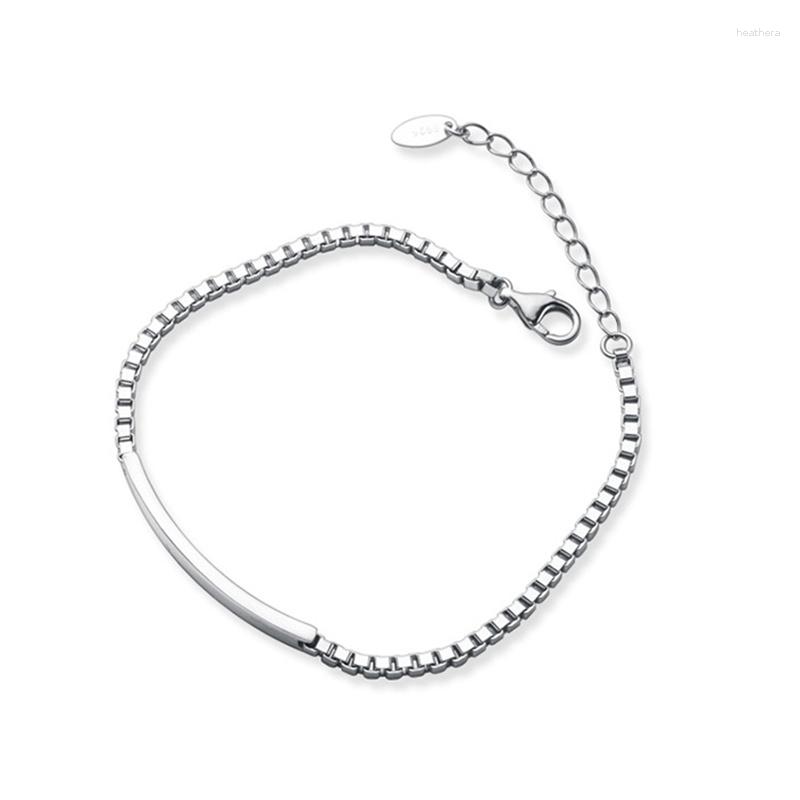

Link Bracelets Sterling Silver Color For Women Square Tube Box Charm Female Hand Chain Orignal Fashion Jewelry With Stamp