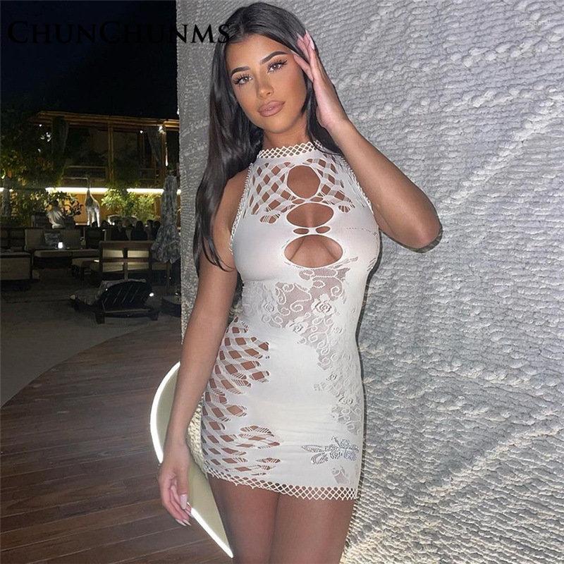 

Casual Dresses Sexy Hollow Out Mesh Knitting High Waist Dress For Women Club Midnight Mini Robes Evening Outfit Tight Summer Birthday, Black
