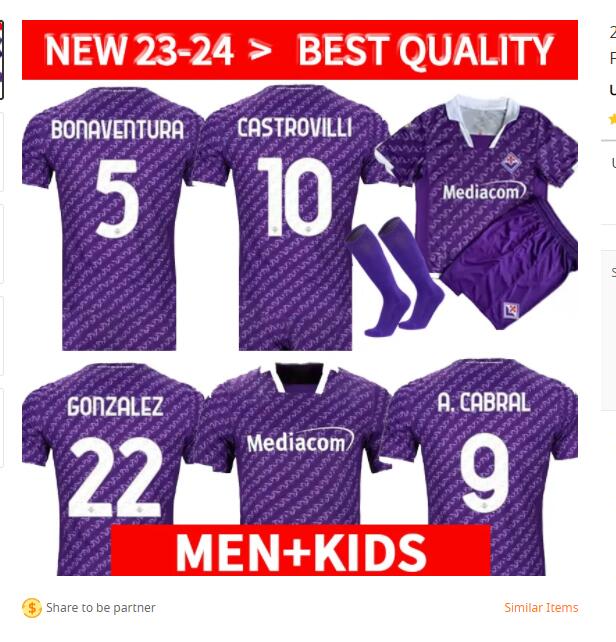 

23 24 Fiorentina soccer jerseys IKONE 2023 2024 CASTROVILLI ERICK Florence jersey ACF JOVIC CABRAL Milenkovic C.Kouame men kids kit sets football shirts GHDF, Yellow