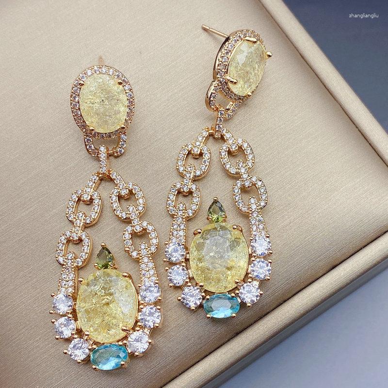 

Dangle Earrings Fashion Broken Cubic Zirconia Yellow Dangling Earring For Women