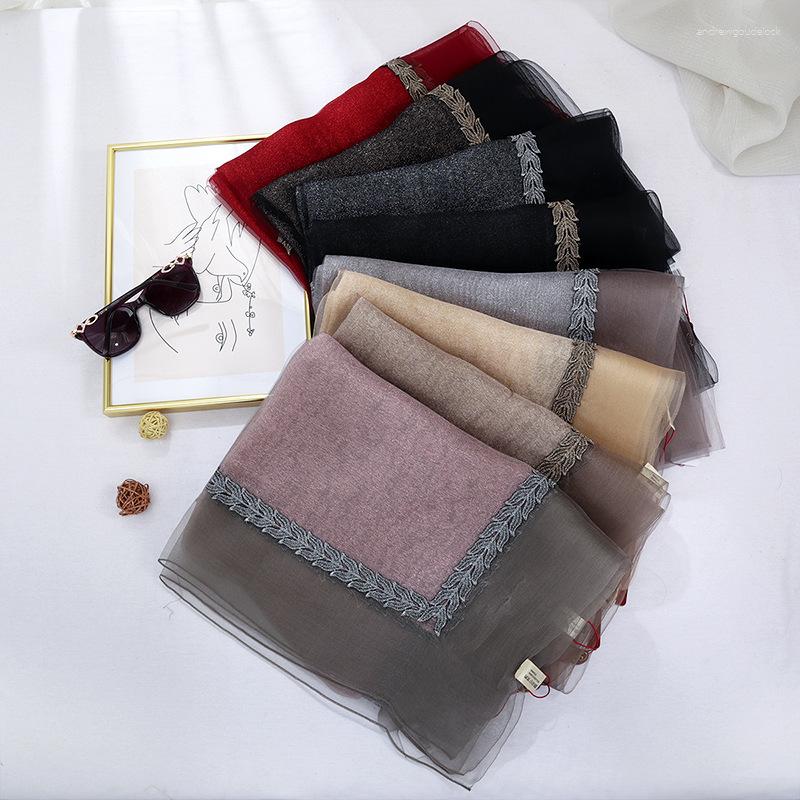 

Scarves Spring And Autumn 2023 Pure Silk Women's Wheat Lace Summer Gold Silver Shawl Sunscreen Hijab