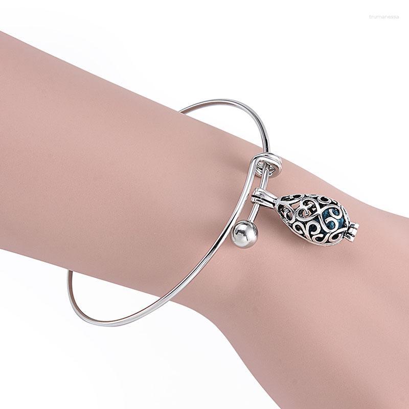 

Bangle 1Pc Antique Silver Color 8mm Lava Stones Trendy Lockets Essential Oil Diffuser Bracelet For Jewelry GiftBangleBangle Raym22