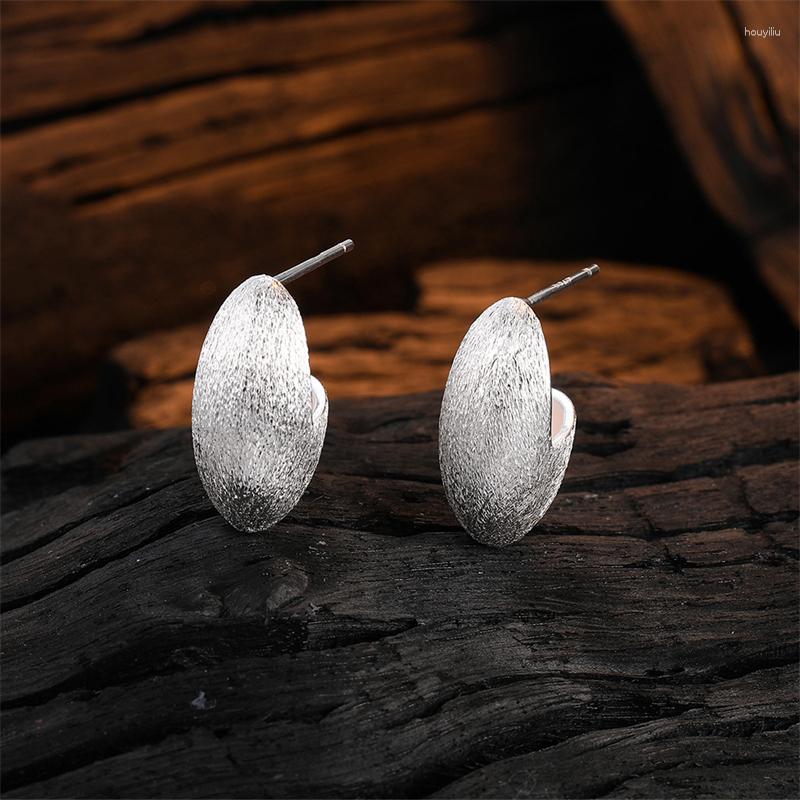

Stud Earrings 925 Sterling Silver Simple Frosted Bean For Women Gold Plated Fashion Personality Wedding Party Jewelry Gift