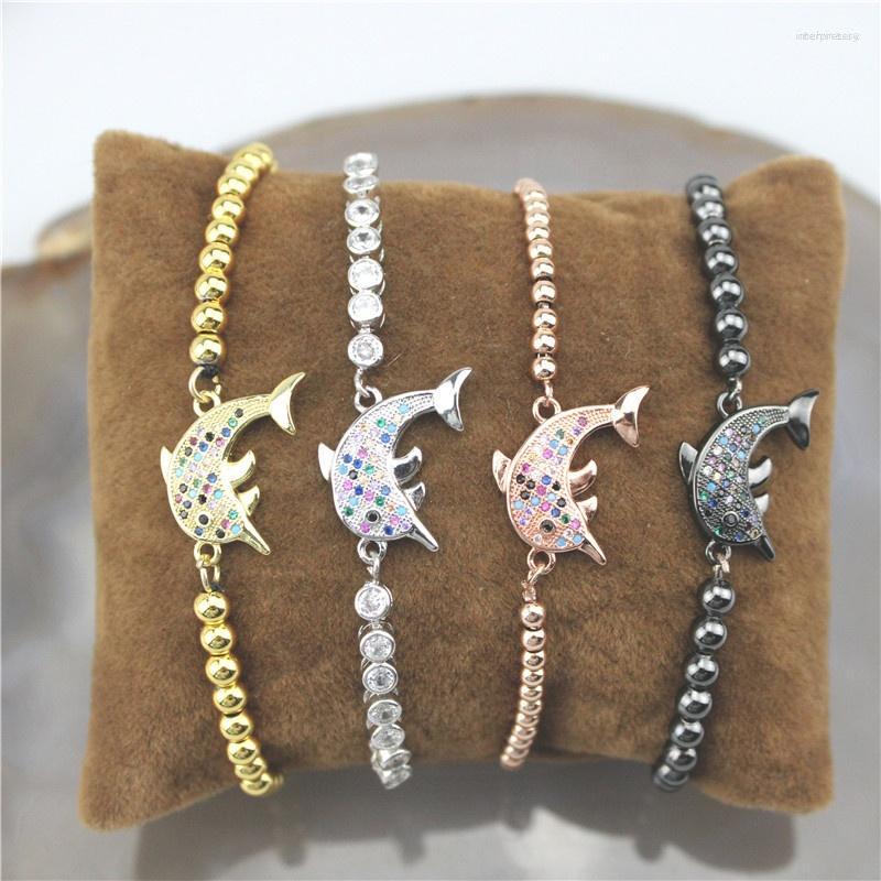 

Link Bracelets Adjustable 10pcs/lot Fashion Cz Bracelet Colorful And Lovely Dolphin Shape Connector Component Handmade Jewelry