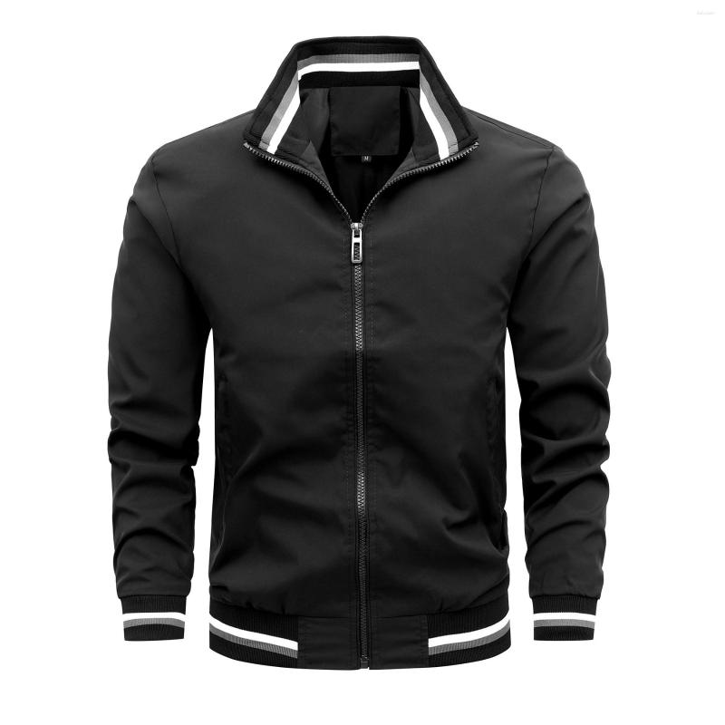 

Men's Jackets Autumn Spring Men's Stand Collar Casual Zipper Jacket Outdoor Sports Coat Windbreaker For Men Baseball Solid Color, Blue