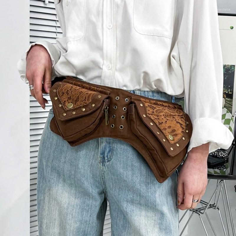 

Waist Bags Designer Women Fanny Pack Vintage Hip Bag Bohemian Style Pockets Luxury Shoulder Crossbody, Black