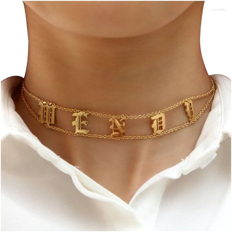

Chains Vintage Old English Custom Choker Necklace Stainless Steel Gold Pendant Gift For Friend