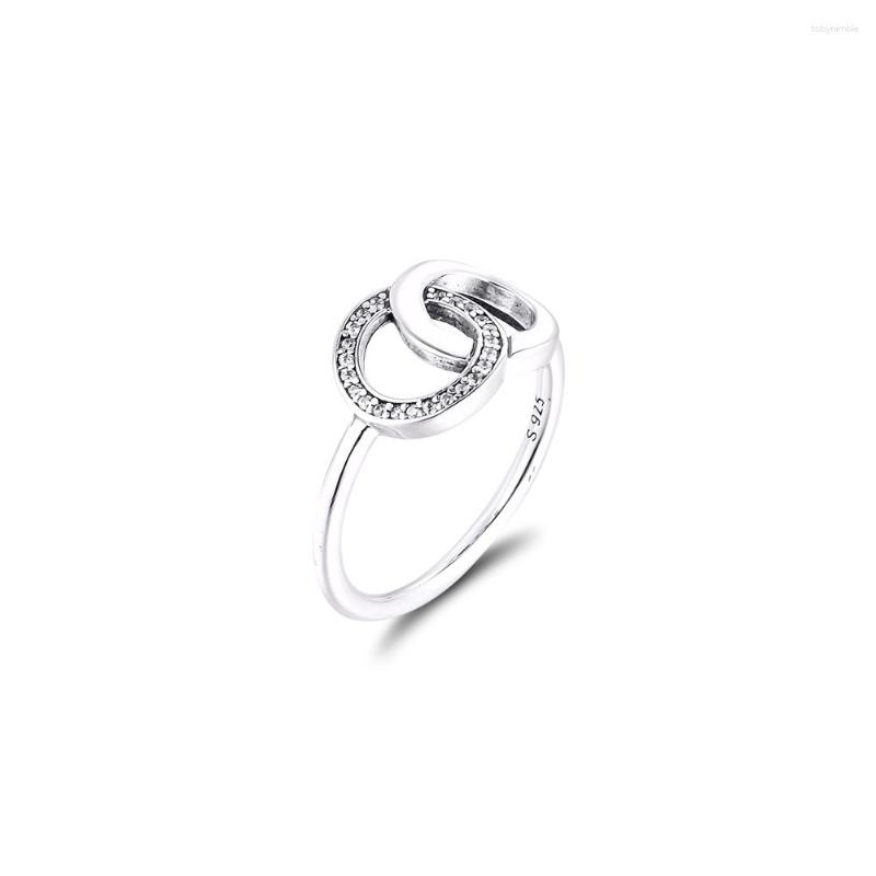 

Cluster Rings Circles Ring With Clear CZ 925 Sterling-Silver-Jewelry
