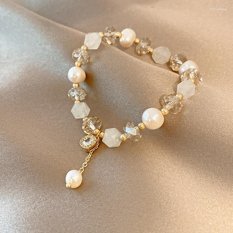 

Strand Beaded Strands Crystal Bracelet Girls Natural Pearl Small Design Sense Simple High Hand Jewelry Bracelets For Women Raym22