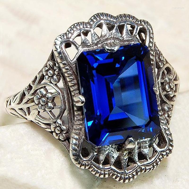 

Cluster Rings Vintage 925 Sterling Silver TOPAZ Gemstone Wedding Engagement Diamonds Fine Jewelry For Women Luxury Gift
