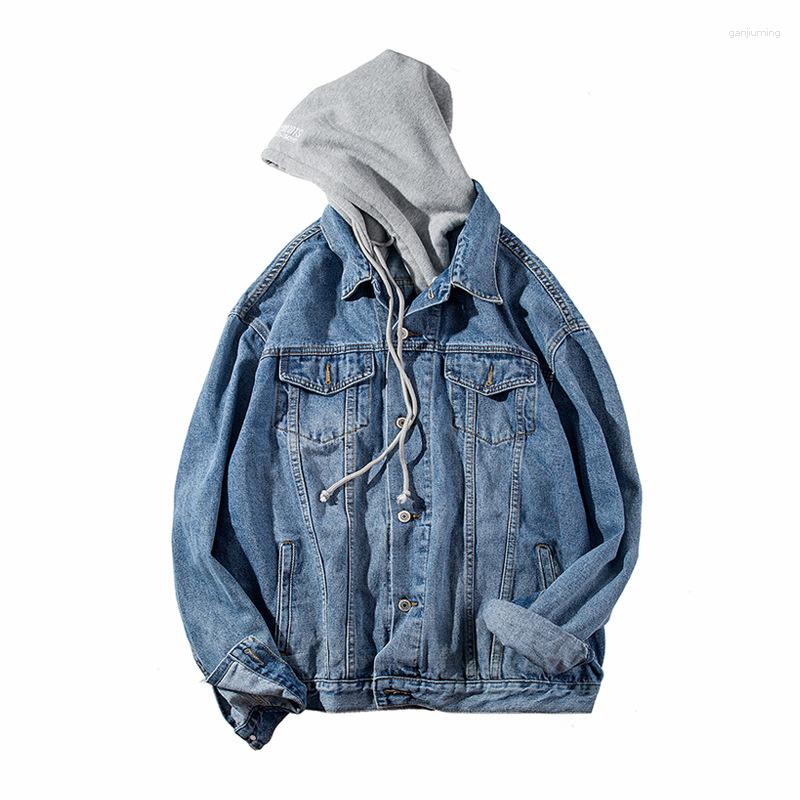 

Men' Jackets Hong Kong Style 2023 Teenagers Denim Jacket Male Loose Trend Korean Wild Hip-hop Handsome Student Hooded, Black