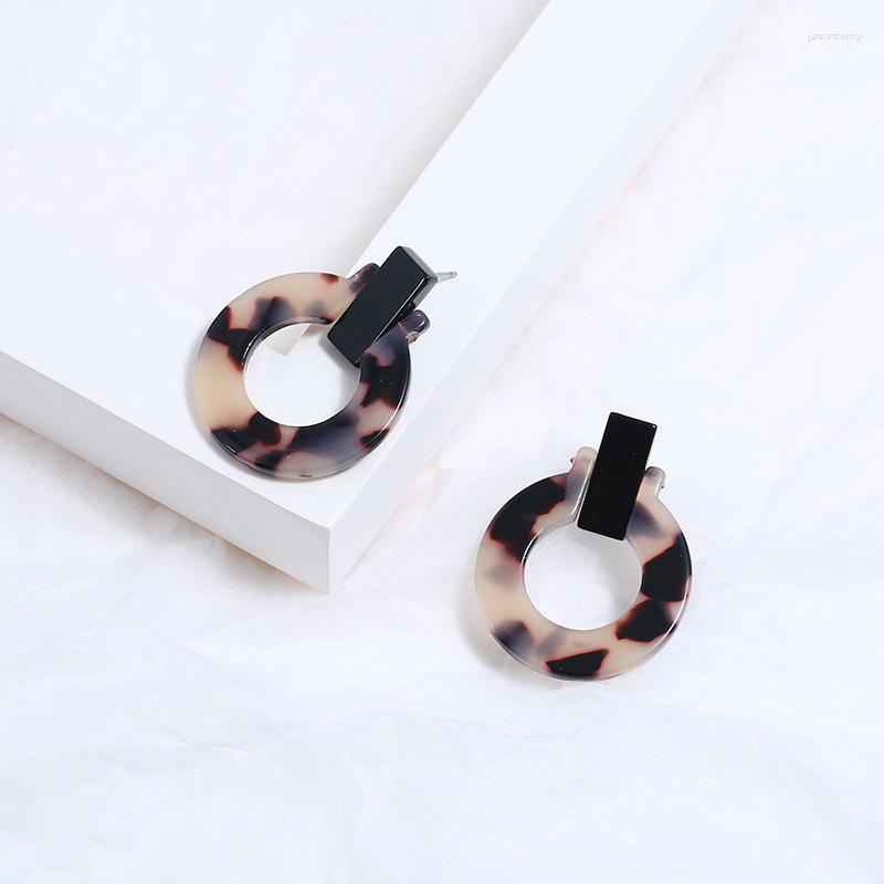 

Stud Earrings Fashion Simple Women Acetic Acid Leopard Imitation Tortoise Shell Marble Circle Ring Studs Jewelry Accessories Gifts