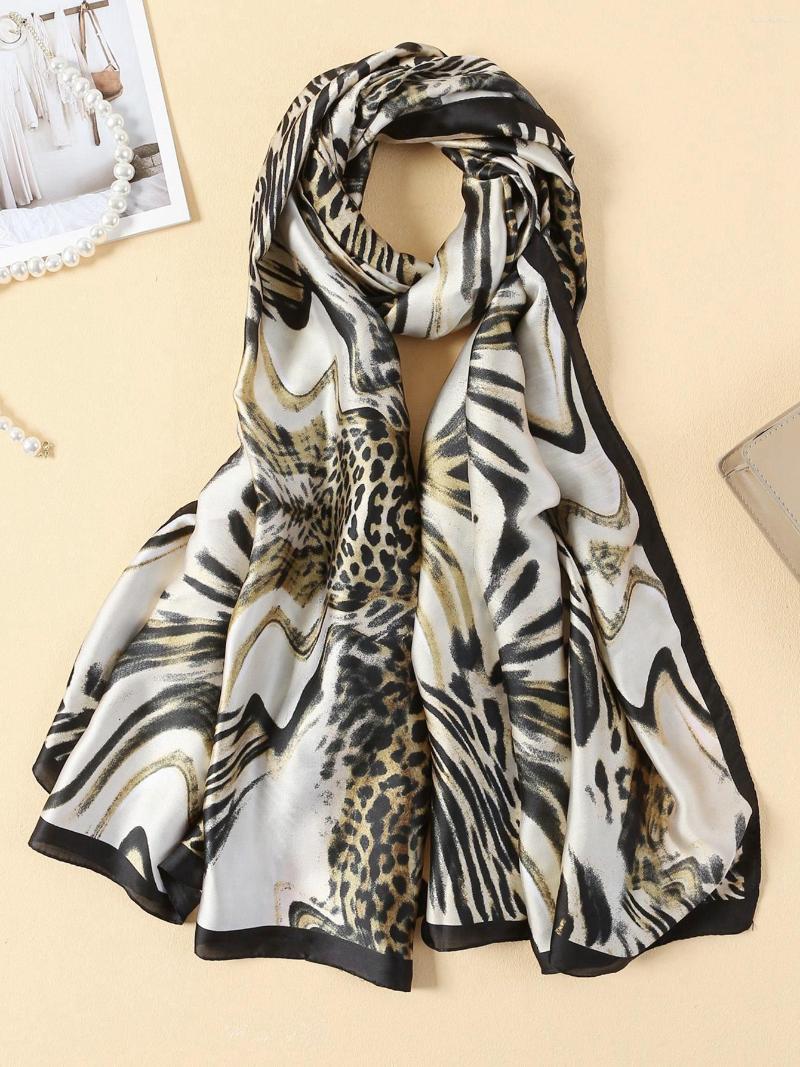 

Scarves Silk Scarfs For Women Designer Zebra Leopard Ladies Fashion Muslim Hijabs Long Shawls Foulard Femme YD0832