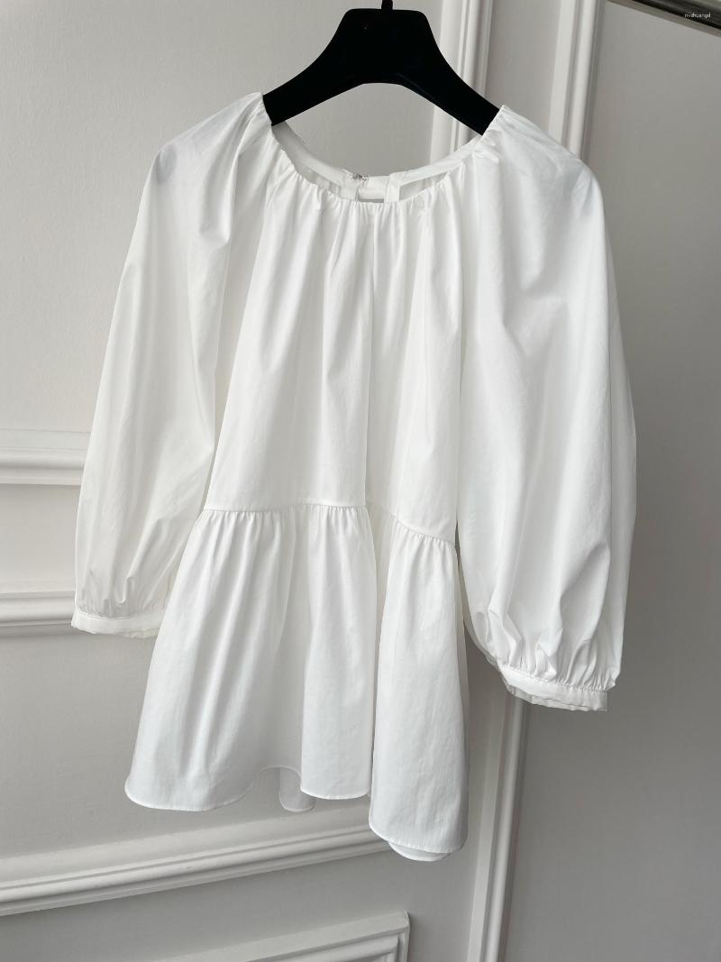 

Women' Blouses Shirt Loose Fit Back Bow Design Casual Fashion 2023 Summer 0414, White