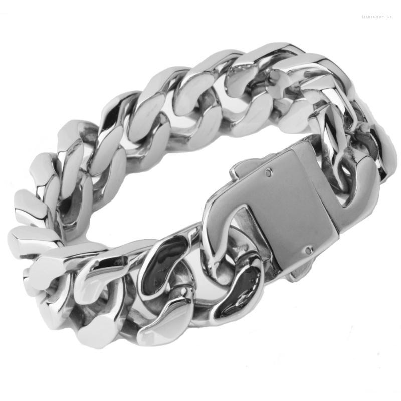 

Link Bracelets Chain Fashion Gifts Men's Wide Heavy 153g Cuban Curb High Quality Stainless Steel Bracelet 21.5cm 20mm Classic ClaspLink