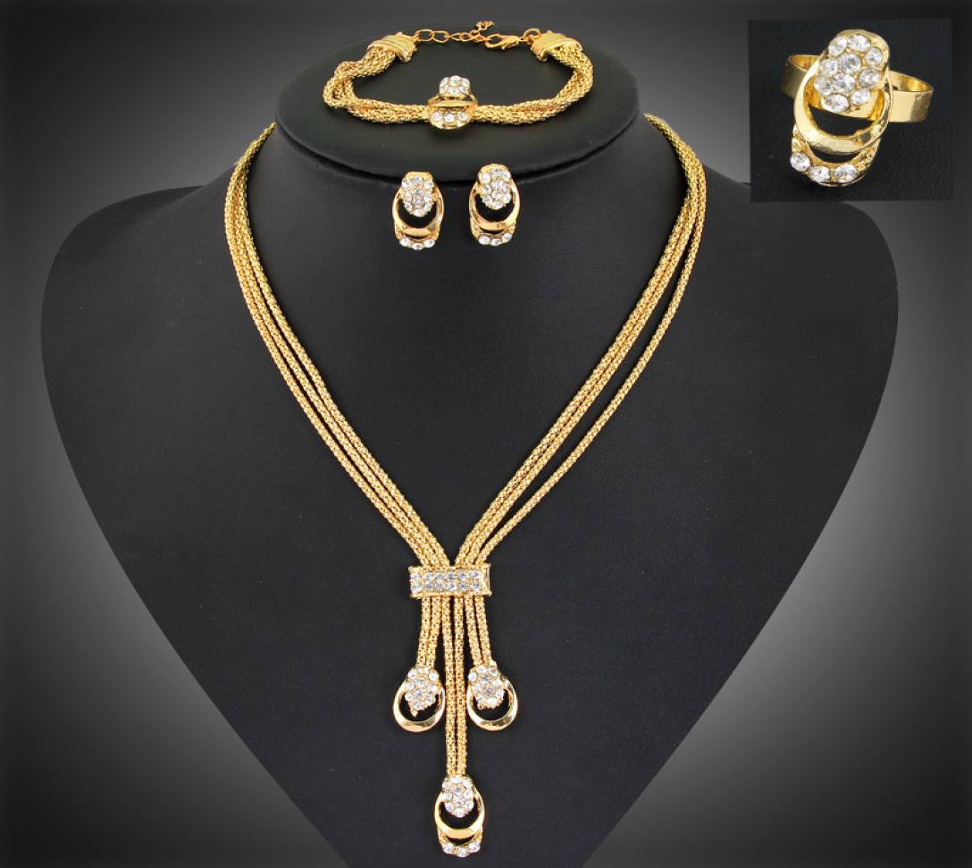 

New Arrival Gold Plated Beautiful Fashion Jewelry African Costume Jewelry Set Necklace Fashion For Women Ladies Gift4110279