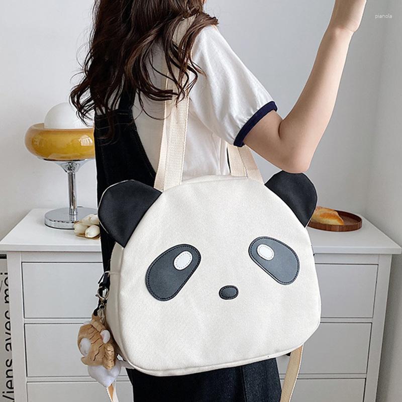 

Evening Bags Canvas Teenage Girl Shoulder Elegant Kawaii Designer Panda Shaped Chic Soft Ladies Shopper Bag Portable Women Crossbody, Black