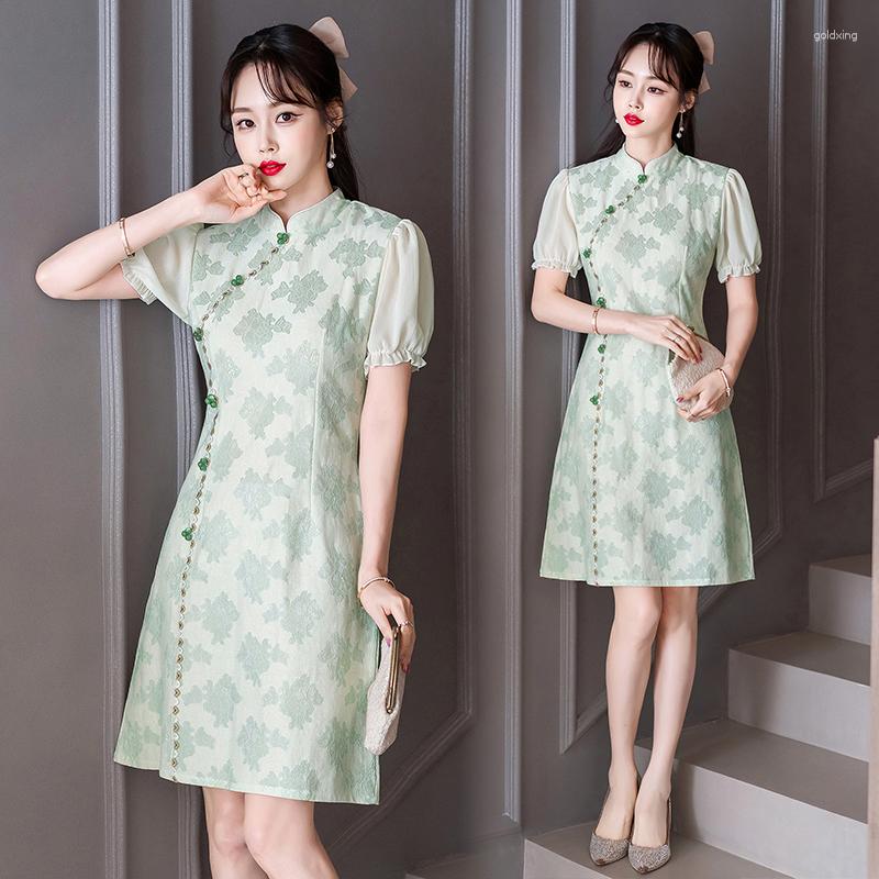 

Ethnic Clothing Chinese Traditional Lace Qipao Dress Summer Retro Slim Modern Improved Women's Cheongsam
