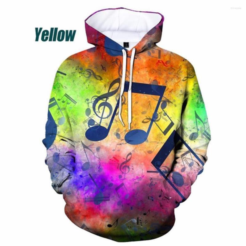

Men's Hoodies Spring Cool Men's Hoodie 3D Musical Note Printed Men And Women Street Casual Fashion Pullover, Ivory