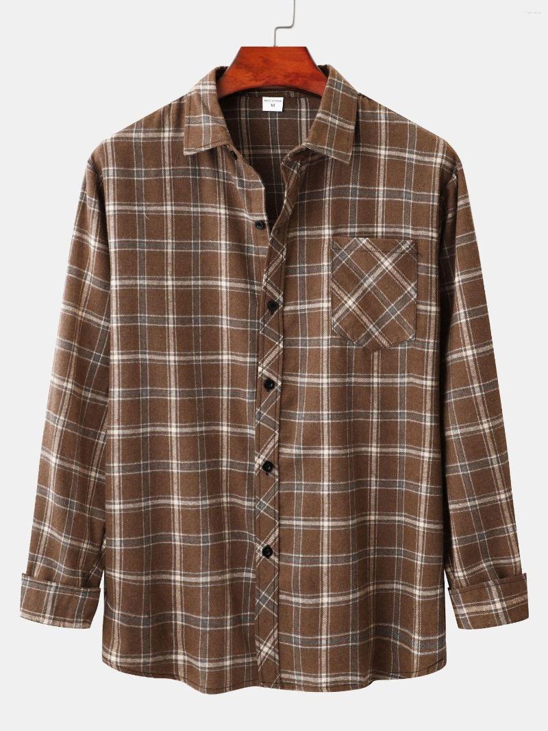 

Men's Casual Shirts Loose Fashionable Flannel Fleece Long Sleeves Plaid Lapel Shirt Jacket, Mixed color