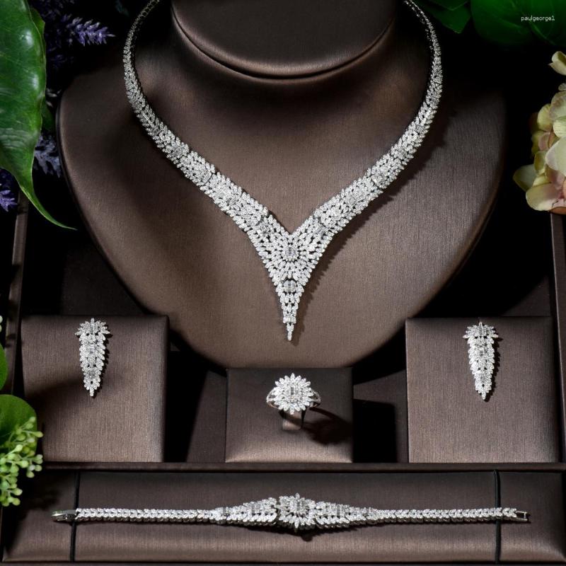

Necklace Earrings Set Fashion Sale 4pcs Bridal Jewelry Dubai For Women Wedding Party Accessories Aretes De Mujer N-1405, Picture shown