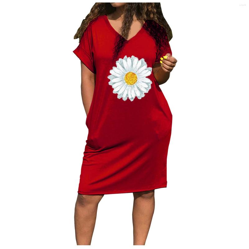 

Party Dresses Women' Sleeve Loose Pocket V-neck Casual Dress Print Short Mini, Blue