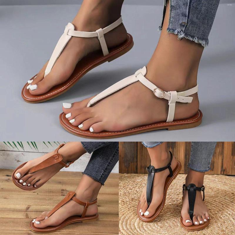 

Sandals Ladies Summer Simple Solid Colour Outside Thick Bottom Open Toe Clip Beach Large Size Womens Wide Width, White