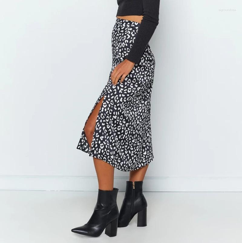 

Skirts Women Skirt Fashion Leopard Print High Waist Womens Midi Calf Korean 2023 Summer Casual Punk Streetwear, White