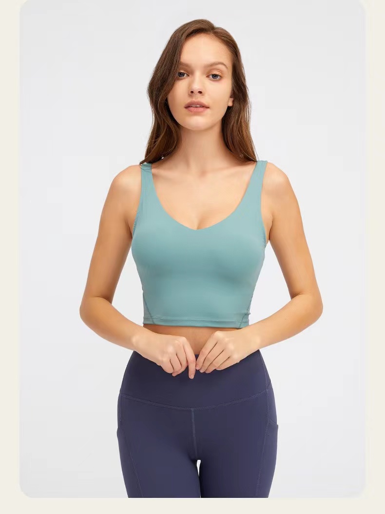 

Spring and Summer New U-shaped Back with Chest Cushion Sports Tank Top for Women High Strength Shockproof Yoga Bra and Naked Yoga Clothes, Brown