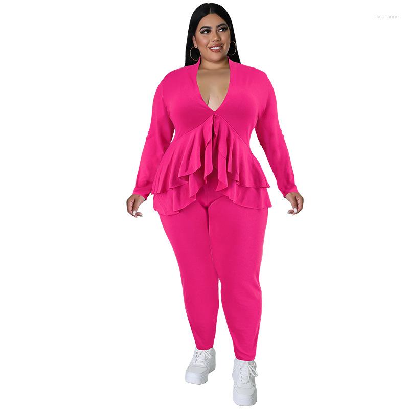 

Ethnic Clothing African Clothes Spring Autumn Women Long Sleeve V-neck Polyester Solid Color Two Pieces Sets Top Pant