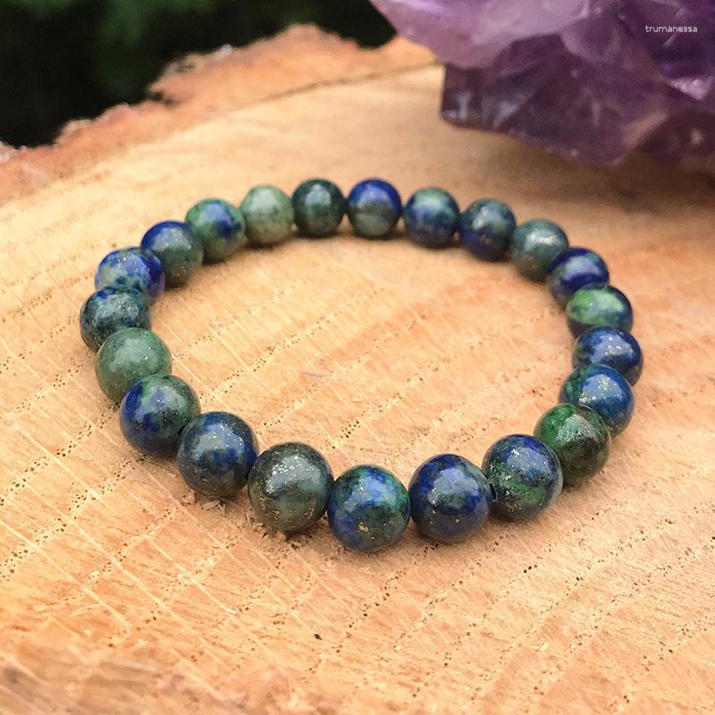 

Bangle 8mm Azurite Beaded Bracelets Handmade Healing Meditation Couple Jewelry Elastic Rope Natural Tiger Eye Stone Bangles GiftsBangle Raym