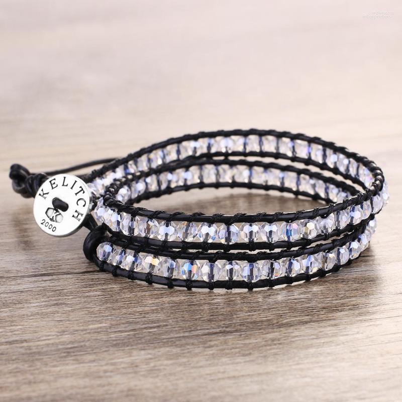 

Strand KELITCH 2023 White Crystal Bracelet Women 2 Wrap Gift Friendship Bracelets Charm Fashion Jewelry Man Bangle Wholesale