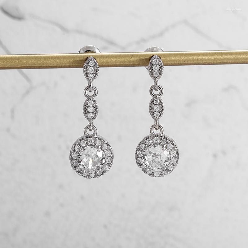 

Dangle Earrings Delicate Luxury Multi Zirconia Copper For Women Bride Wedding Anniversary Jewelry Accessories