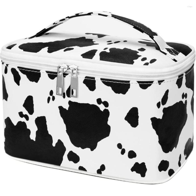 

Cosmetic Bags Makeup Bag Organizer Toiletry Women Water-resistant For Girls Travel Up Accessories Cosmetics Toiletries (Cow), Black