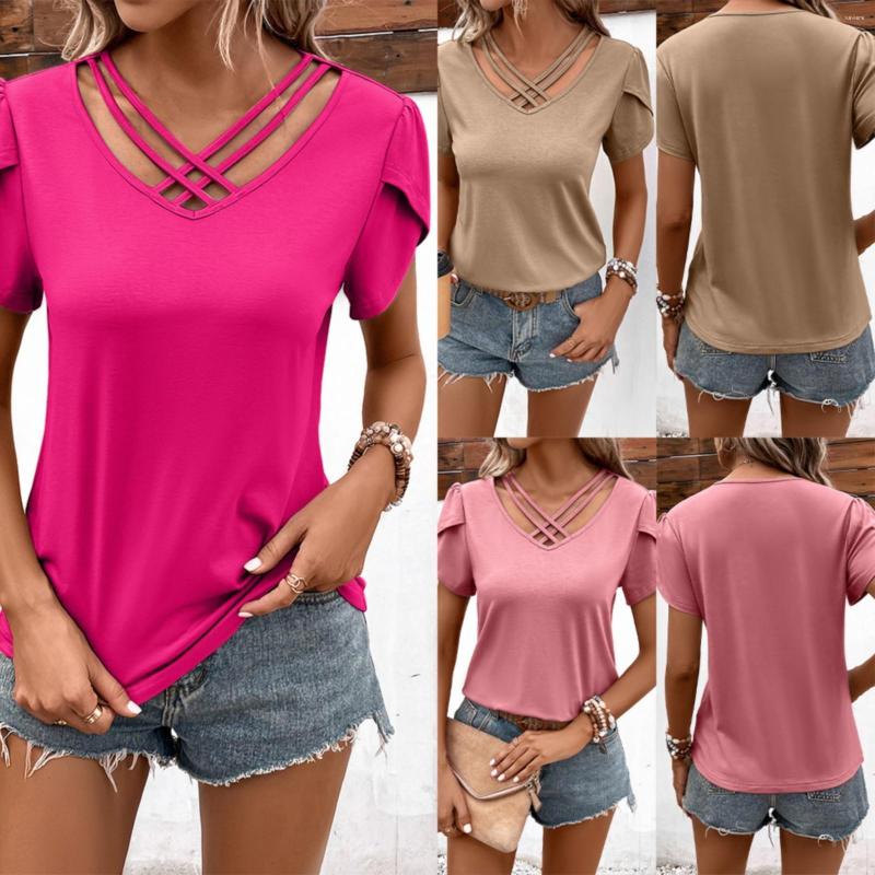 

Women' T Shirts Summer Fashion Ladies Tops Sexy V Neck Short Sleeve Shirt