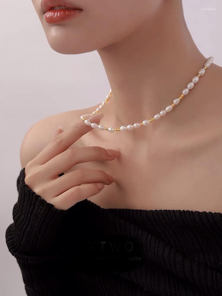 

Chains Women's Natural Freshwater Pearl Necklace Elegant Irregular White Simple Matching Wedding Accessories