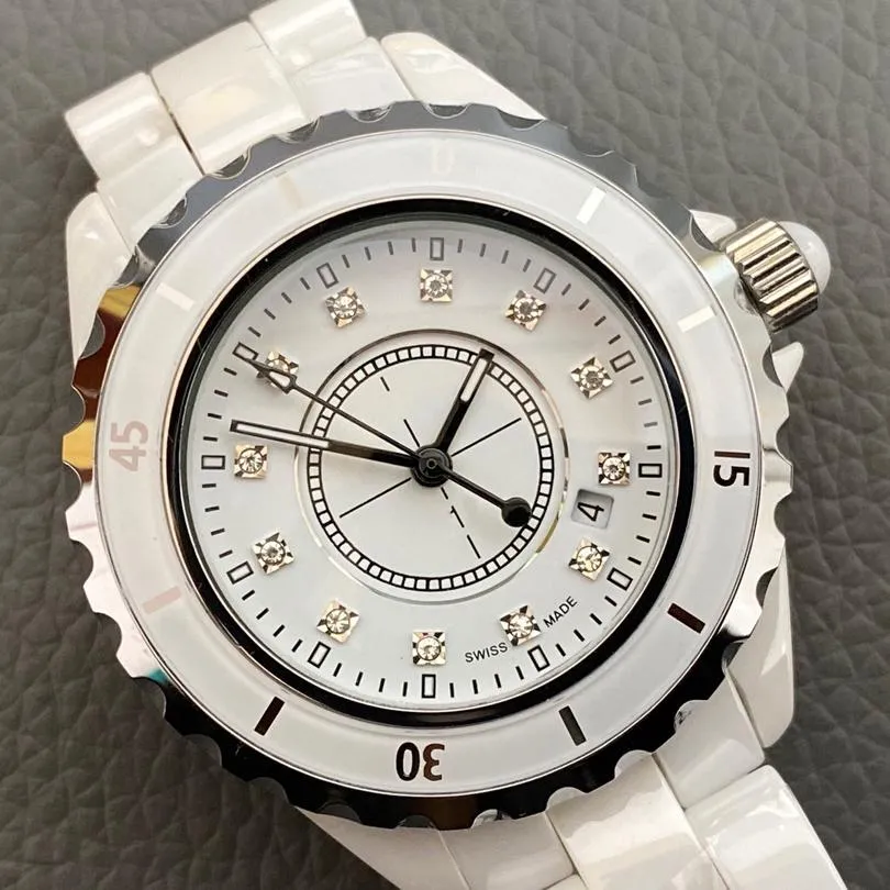 

U1 Quality Ceramics Women Watch 41mm Quartz Movement Men's Sapphire Glass Ceramics Strap Date Unisex Wristwatch