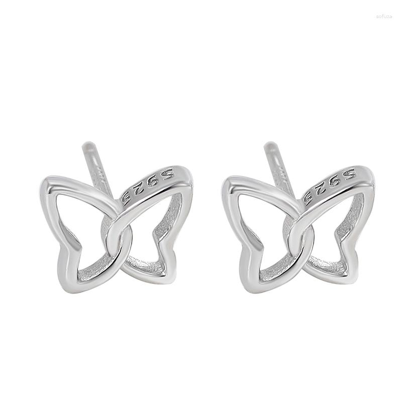 

Stud Earrings S925 STERLING Silver Personality Mini Butterfly Small Temperament Female Jewelry