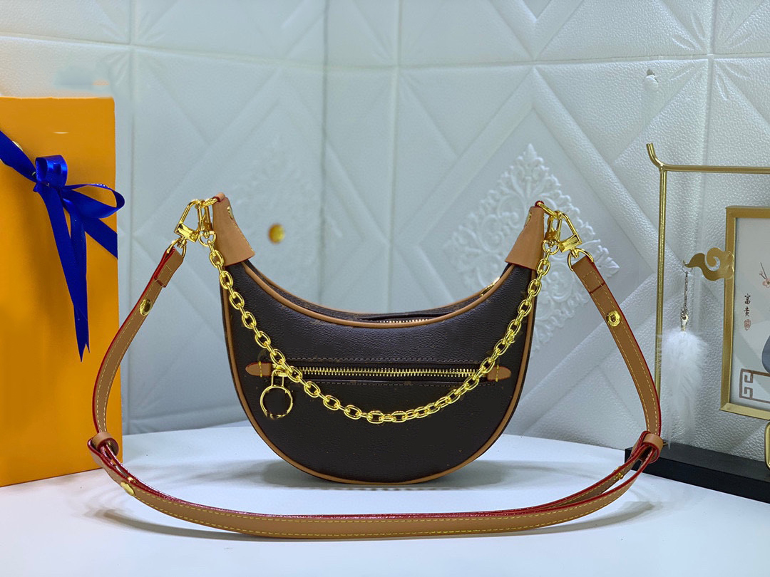 

Crossbody Bag Designer Shoulder Bag Women's Handbag Fashion Portable Moon Bag Leather embossed bag High-end solid color wallet card bag M81098, Pink flower m81098