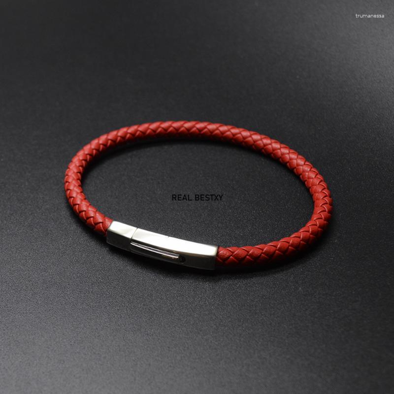 

Strand Beaded Strands 5Pcs/Lot Custom Logo Leather Men's Bracelet With Clasp Fashion Red Braided Bracelets For Men Charm Jewelry Gifts