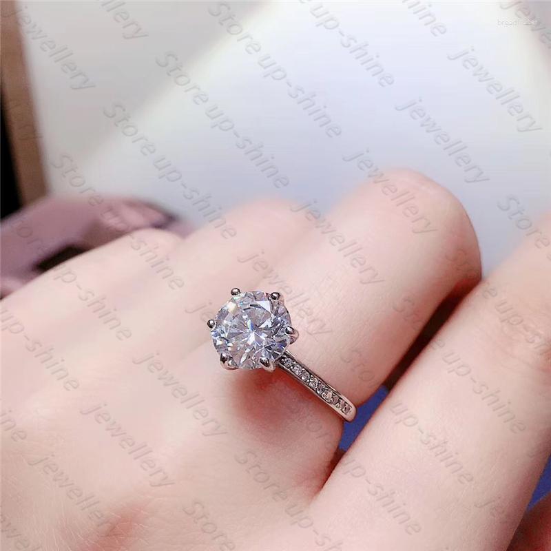 

Cluster Rings Luxury Atmosphere Women's 925 Silver Moissan Diamond Ring Engagement Party Gift Jewelry