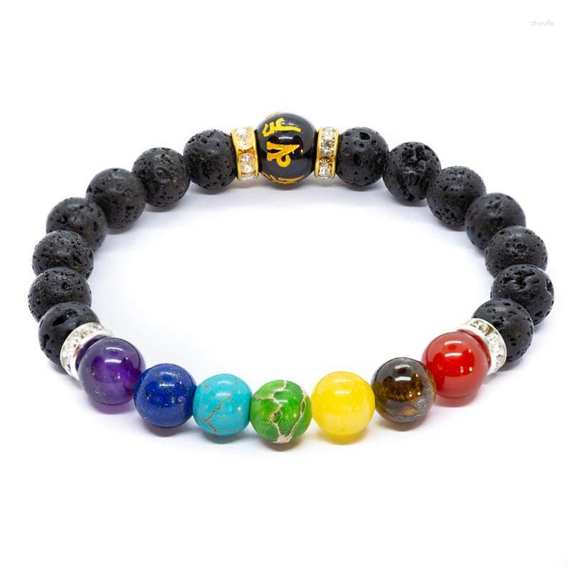 

Charm Bracelets Beads Bracelet For Men Natural Volcanic Stone Bead Tibetan Buddha Chakra Lava Diffuser Fashion Jewelry Gift