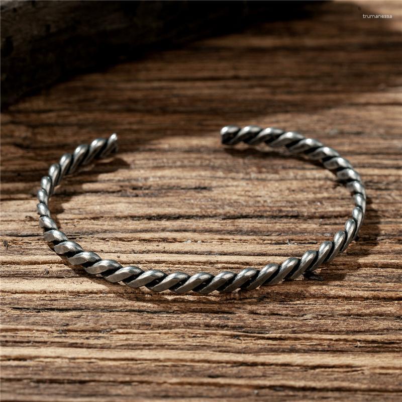 

Bangle MKENDN Punk Vintage Cuff Stainless Steel Men Bracelet For Man Woman Fashion Minimalist Jewelry Wholesale Raym22