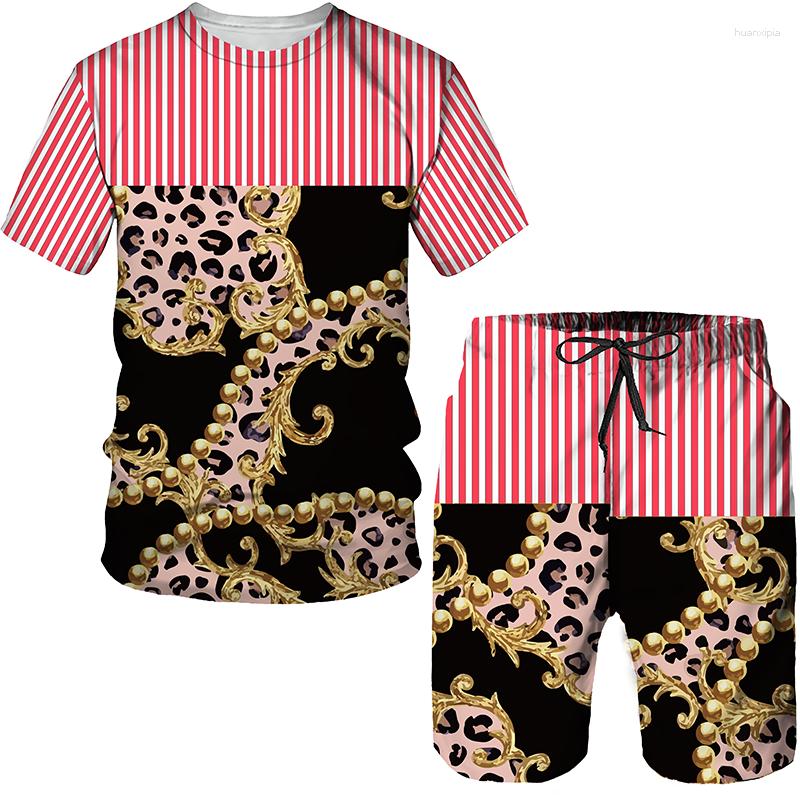 

Women's Tracksuits Summer Fashion Casual Two Piece Set Women Baroque Style Print Top/Shorts/Loose T-shirt Suit Couple Luxury Clothing, St-1