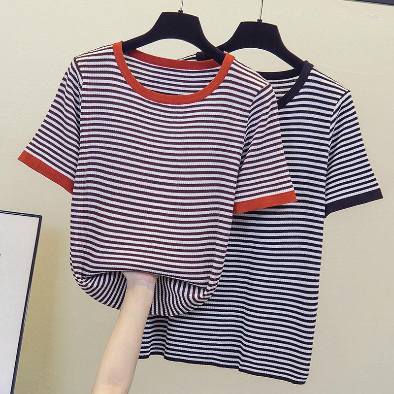 

Women's Sweaters Oversized Striped Pullover Women Sweater Knitted 2023 O-Neck Tops Korean Pull Femme Jumper Female Black