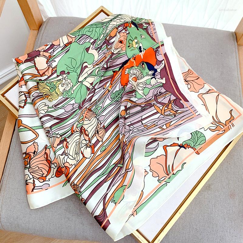

Scarves Spring And Autumn Fashion Temperament Square Scarf Female Decorative Shawl Silk Hair Band Binding Bag 70X70CM