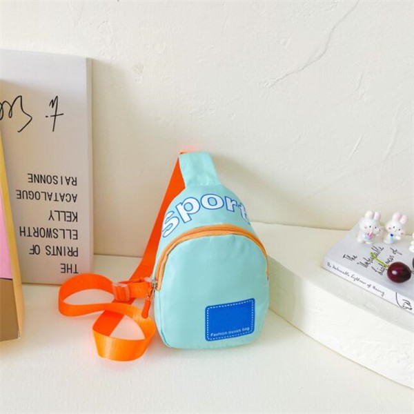 

New children's small backpack sports tourism fashion chest bag cartoon cute boys and girls little wallet, Light blue